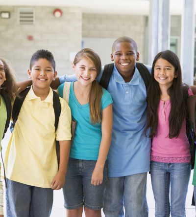 Elementary school class outside